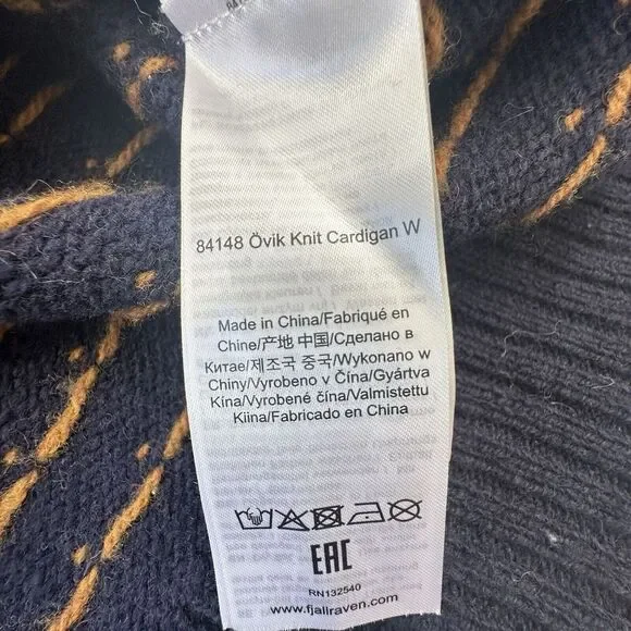 Fjallraven Women's Ovik Knit Wool Cardigan Sweater XS Fair Isle Nordic Blue Navy - Picture 10 of 16